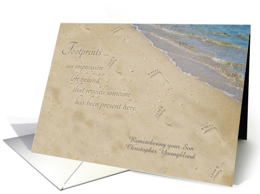 Remembering Son on Birthday Personalized Footprints card (1473684)