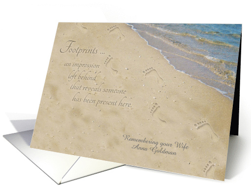 Remembering Wife on Anniversary of Death Personalized Footprints card