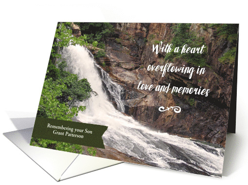 Remembering Son on Anniversary of Death Personalized Waterfall card