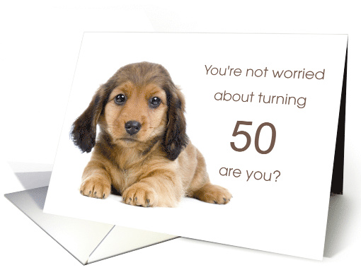 Worried Dachshund 50th birthday card (1507320)