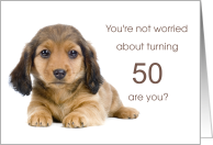 Worried Dachshund 50th birthday card