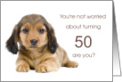 Worried Dachshund 50th birthday card