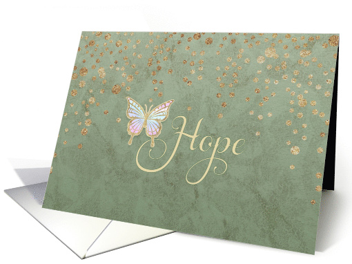 Encouragement Hope Butterfly Green with Gold Faux Glitter... (1616460)