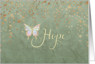 Encouragement Hope Butterfly Green with Gold Faux Glitter Confetti card