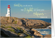 Birthday to Sister Lighthouse on Rocky Shore card