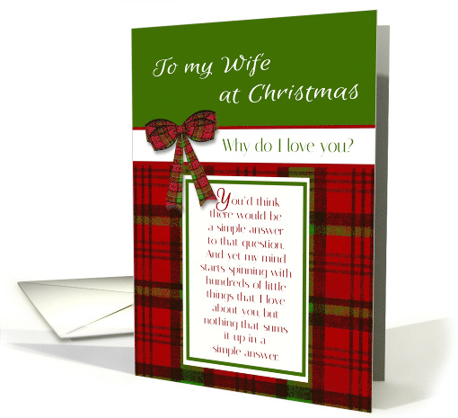 Romantic To my Wife at Christmas Why Do I Love You card (1805598)
