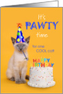 Birthday Pawty Time for One Cool Cat card