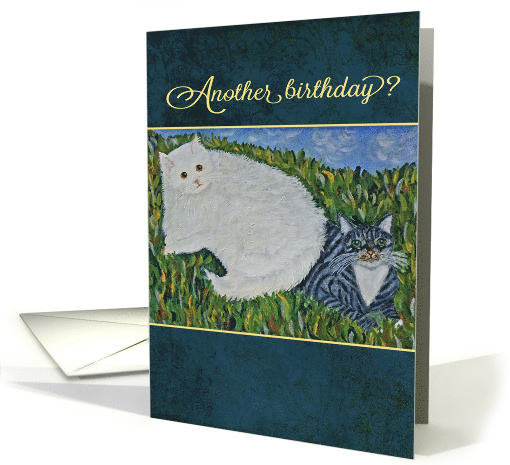 Birthday Cats Folk Art Painting card (218285)