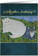Birthday Cats Folk Art Painting card