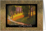 Graduation Congratulatons Life’s Path Awaits Sunlit Forest Pathway card