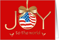 Joy to the World Patriotic Flag Christmas card