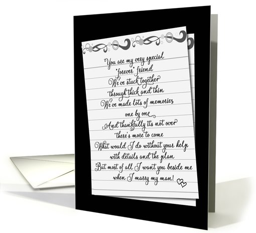 Be my maid of honor - handwritten note card (337690)