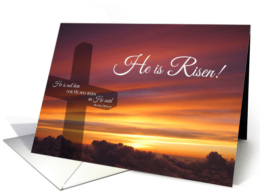 He Is Risen - Easter Sunset Cross card (365411)