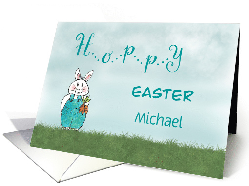 Hoppy Easter Bunny Rabbit - Custom Name - Michael card (369102)