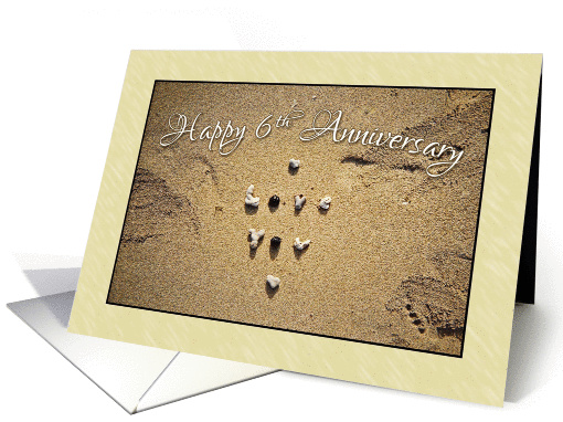 Love You - to Spouse on 6th anniversary shells on beach card (382073)