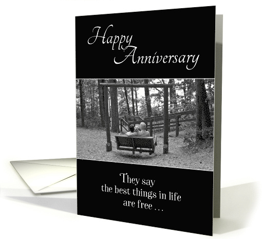 Happy Anniversary Best Things in Life Couple with Dog on Swing card