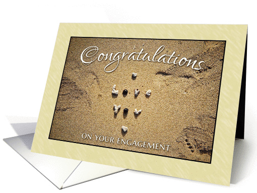 Engagement Congratulations - love you in sand card (389559)