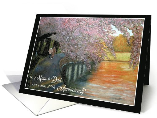 25th Anniversary for Mom and Dad - Cherry blossom pathway card