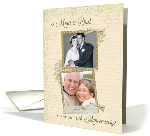 50th Anniversary for Mom and Dad - Then & Now Custom Photo card