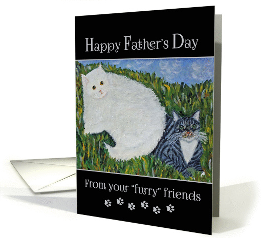 Happy Father's Day from cats - folk art painting card (403066)