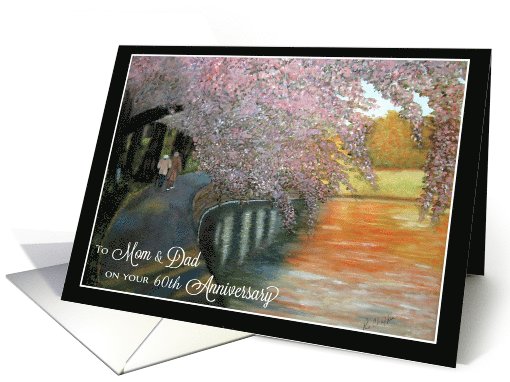 60th Anniversary for Mom and Dad - Cherry blossom pathway card