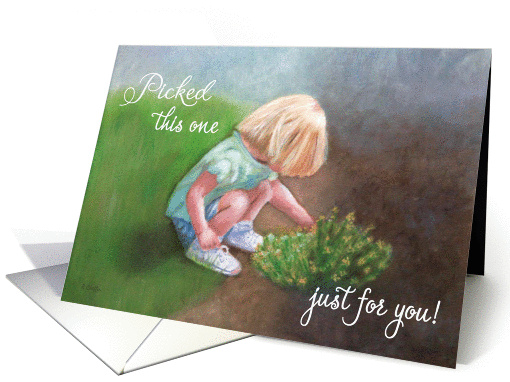 Sister's Day - Little girl picking flowers card (413202)