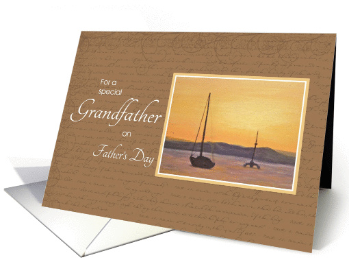 To Grandfather on Father's Day - Sunset Sailboats card (433144)