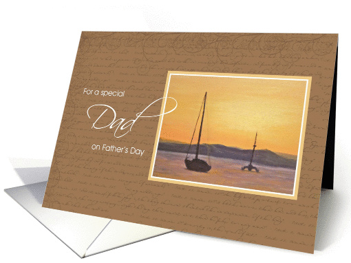 For a special Dad on Father's Day - Sunset Sailboat card (433164)