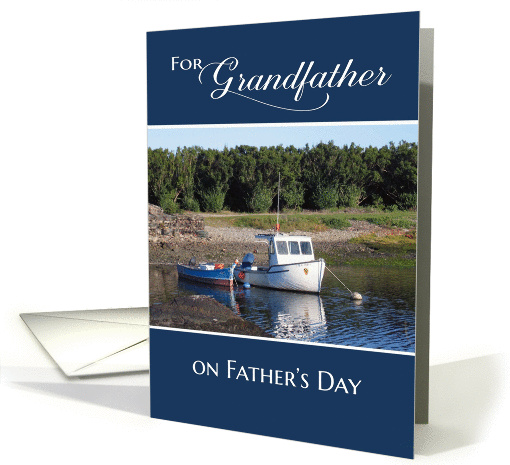 To Grandfather on Father's Day - Fishing Boat card (433213)