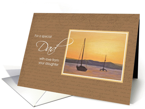 To Dad from Daughter on Father's Day - Sunset Sailboat card (433220)