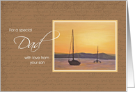 To Dad from Son on Father’s Day - Sunset Sailboat card