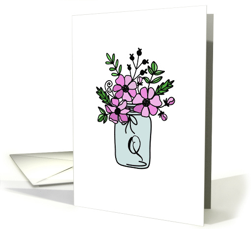 Monogrammed Modern Flower Pot Doodle - Initial Q card (439614)
