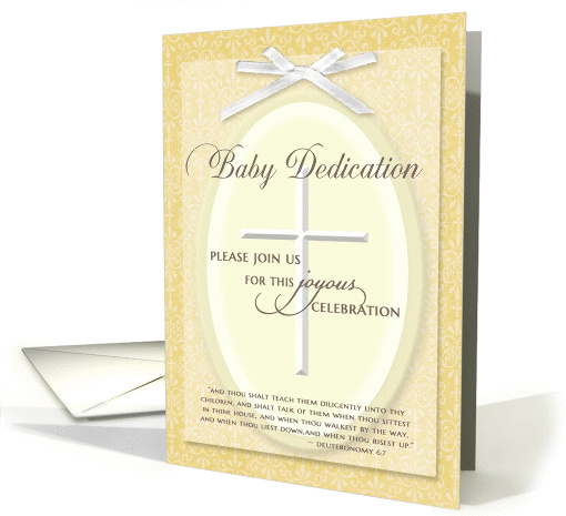 Baby Dedication Invitation - w/ Cross & ribbon card (446160)