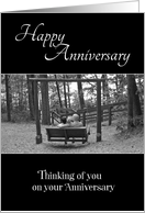 Happy Anniversary Couple with Dog on Swing Thinking of You card