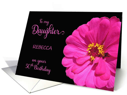 Daughter 50th Birthday custom name Pink Flower card (477661)