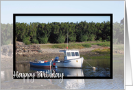 Happy Birthday - lobster fisherman boat card