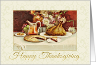 Happy Thanksgiving Vintage dining room table painting card