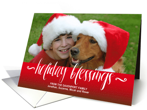 Holiday Blessings custom photo and name card (508516)