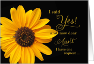 Aunt, Will you be my Matron of Honor - sunflower card