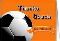 Orange Thanks Soccer Coach card
