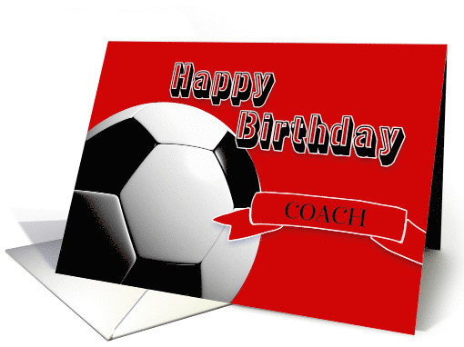 Red Soccer Coach Happy Birthday card (555175)