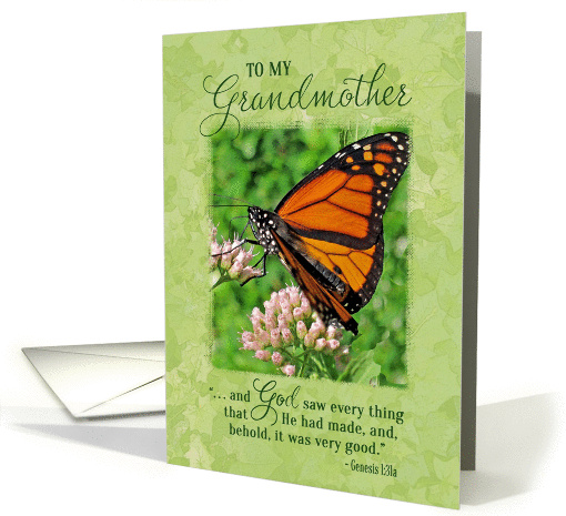 Grandmother Birthday Butterfly Scripture Verse card (563844)