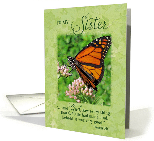 Sister Birthday Butterfly Bible Verse card (563845)