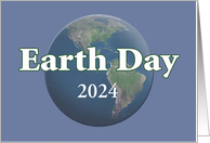 Earth Day 2024 Globe with Blue Background card