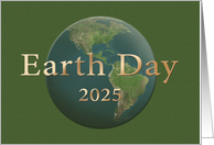 Earth Day 2025 Globe with Green Background card
