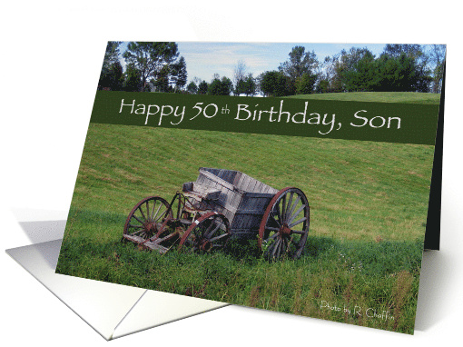 Son 50th Birthday Antique Wagon card (612222)