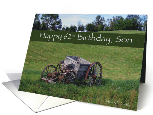 Son 62nd Birthday Antique Wagon card (619354)
