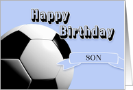 Blue Soccer Son Happy Birthday card
