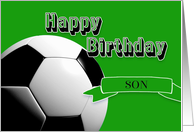 Green Soccer Son Happy Birthday card