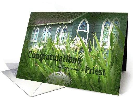 Congratulations Priest Ordination Church with Stain Glass Windows card
